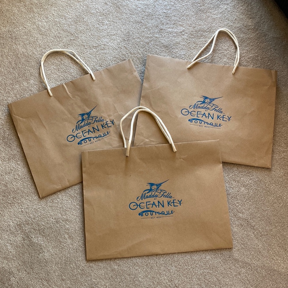 Bundle of 3 maddafella ocean key luxury boutique key west Florida shopping bags